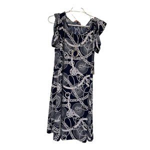 SJS Blue White Floral Rope Sleeveless Ankle Length Maxi XL Scoop Neck Stretch